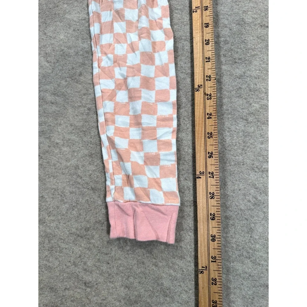 Carter's Pajama Pants Girls 12/12A Peach White Checkered Casual Mid Rise Pull On